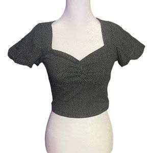 Black crop top with white dots